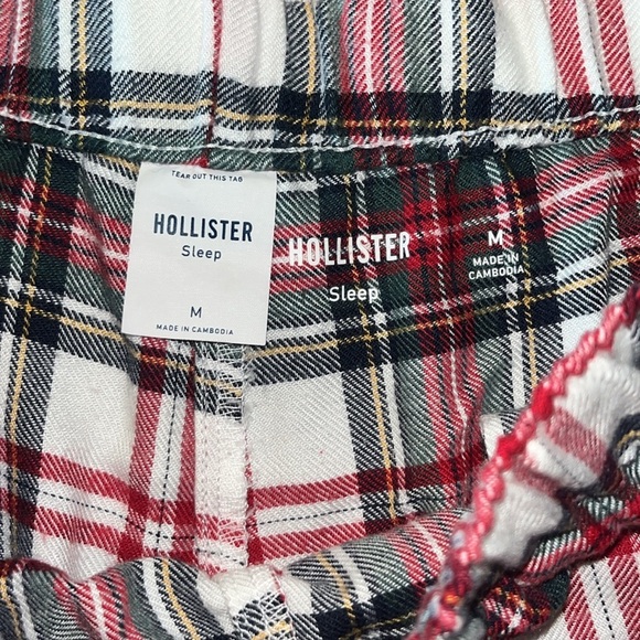Hollister Sleep Plaid Women's M PJ Shorts with Red Satin Bow Holiday Festive - Picture 2 of 8